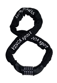 Велосипедный замок Vinca Sport, цепь, кодовый, тканевая-оболочка, 6 х 900мм, черный, VS 732 black