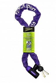 Велосипедный замок Vinca Sport, цепь, на ключ, тканевая-оболочка, 6 х 1000мм, фиолетовый, VS 101.759 violet